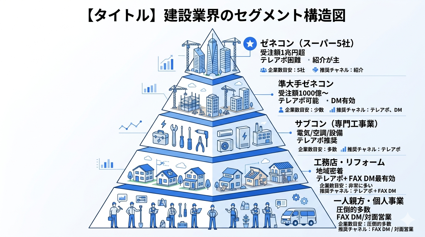 建設業界の業種セグメント構造図