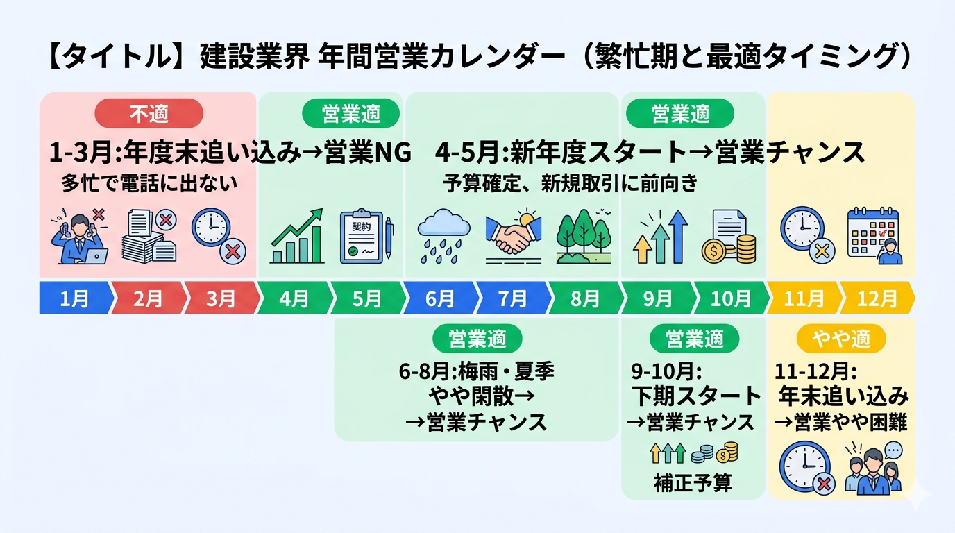 建設業界の繁忙期・閑散期カレンダーと営業タイミング