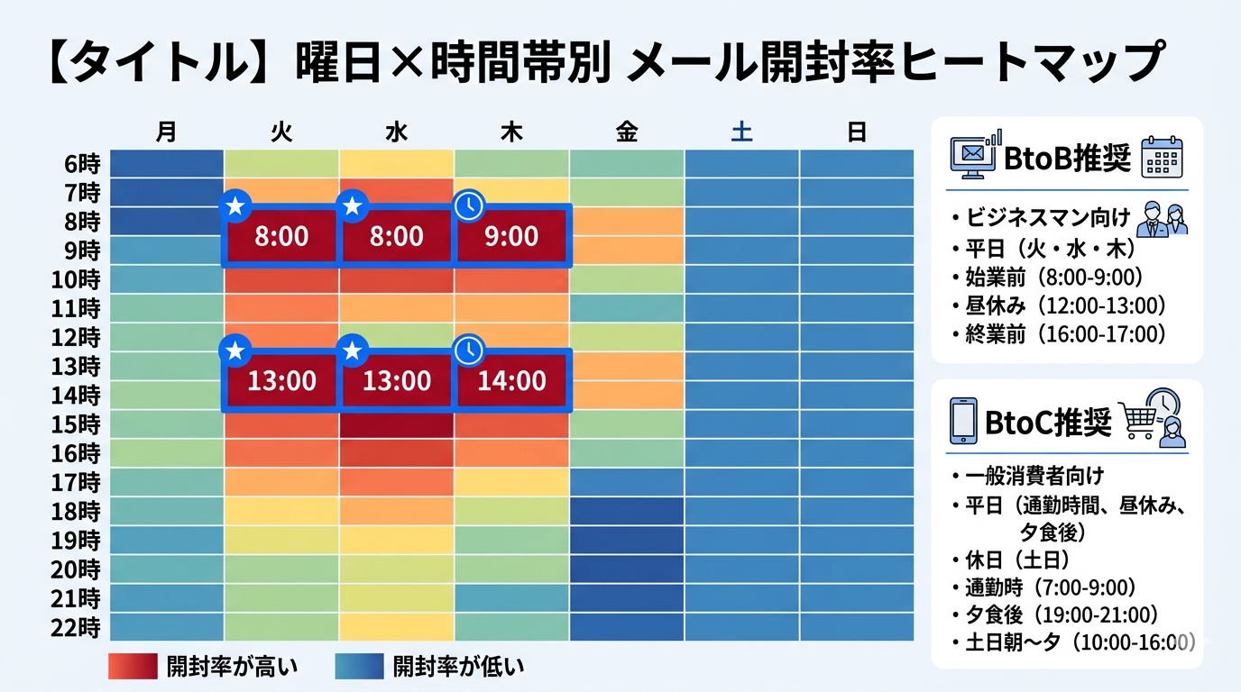 配信時間帯別の開封率データグラフ