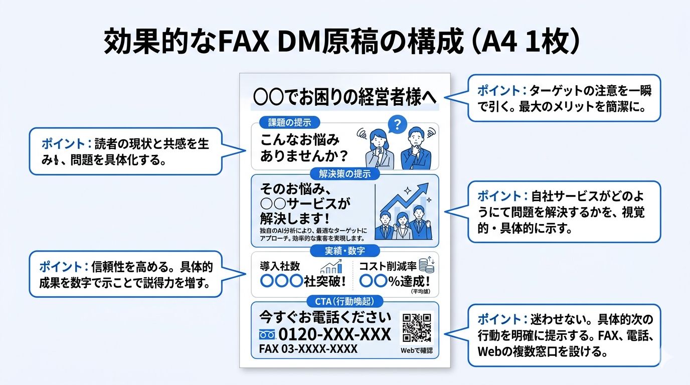 効果的なFAX DM原稿のレイアウト例
