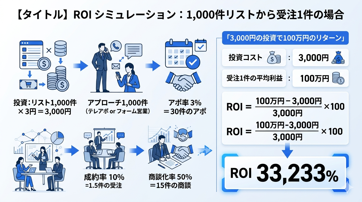 リスト調達方法別コスト比較グラフ